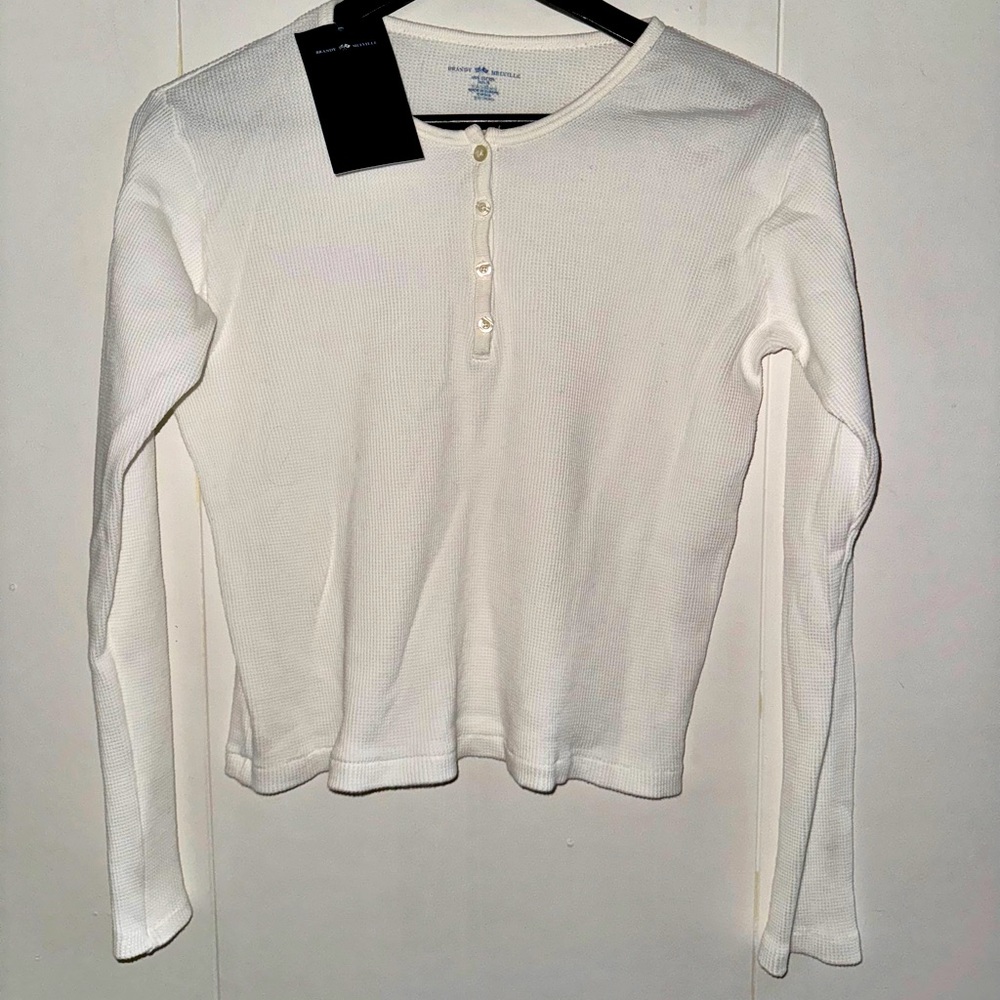 Brandy Melville waffle Henley long sleeve - BNWT